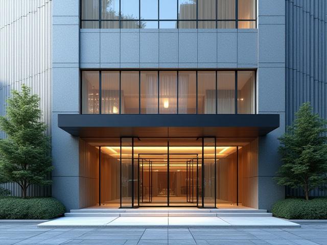 セカイロー法律事務所の東京オフィス外観。モダンなビルと周辺の緑